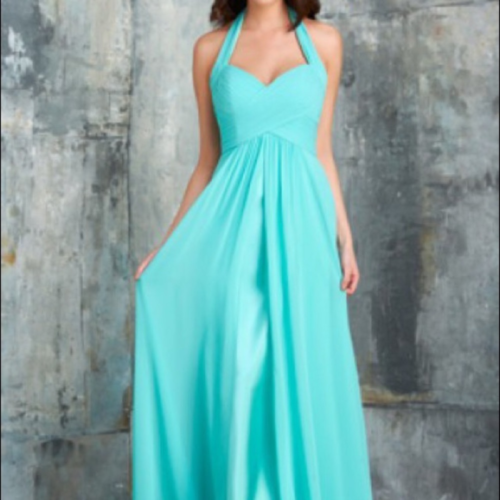 Bari Jay Halter Shirred Long Bridesmaid Dress 12